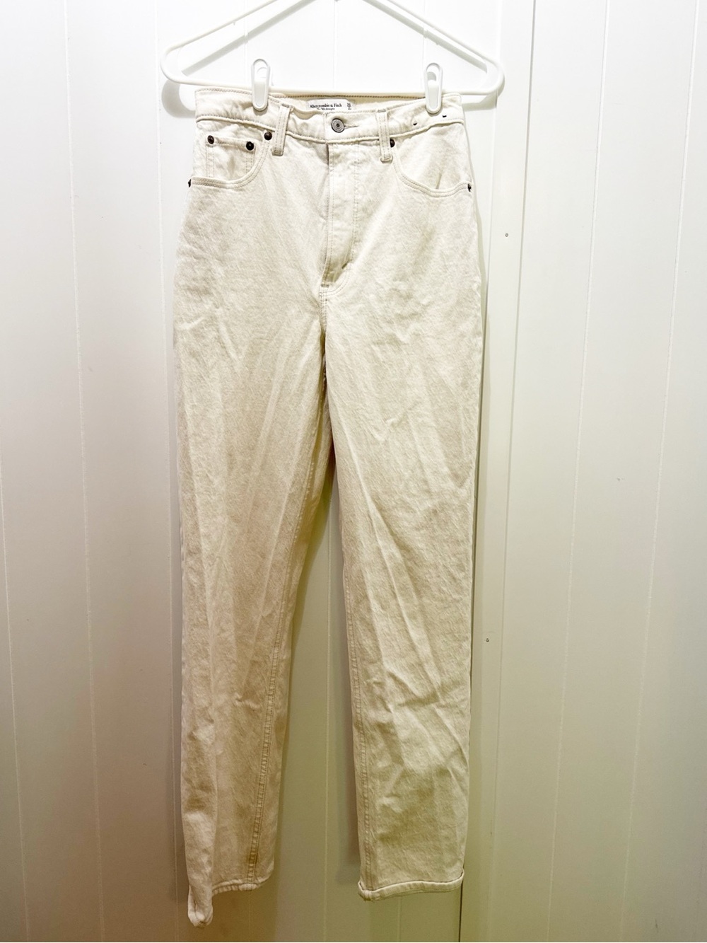 Abercrombie and fitch the 90s straight ultra high rise jeans cream size 26 - Picture 3 of 5